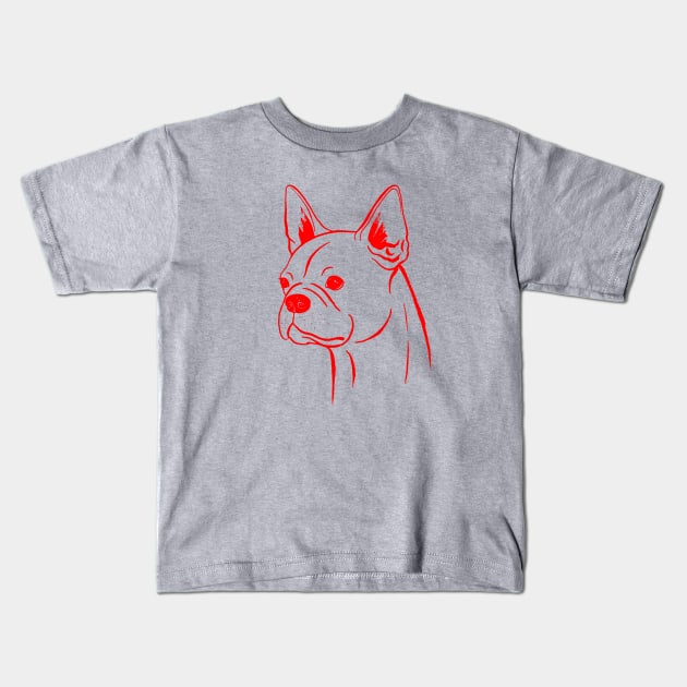 Boston Terrier (Light Gray and Red) Kids T-Shirt by illucalliart